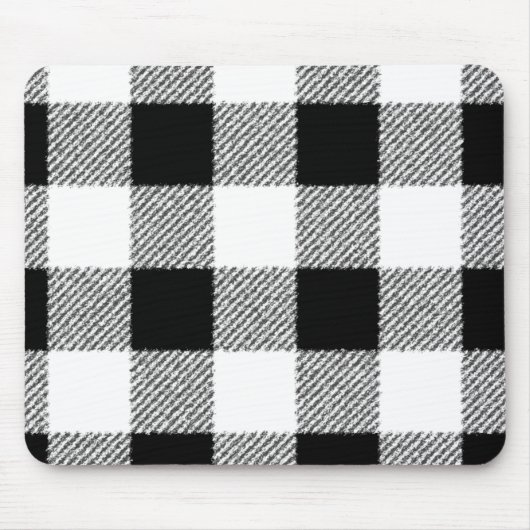 Gingham Karo Muster schwarz-weiß Mousepad (Vorne)