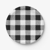 Gingham Karo Muster schwarz-weiß Pappteller (Vorderseite)