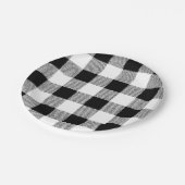Gingham Karo Muster schwarz-weiß Pappteller (Schrägansicht)
