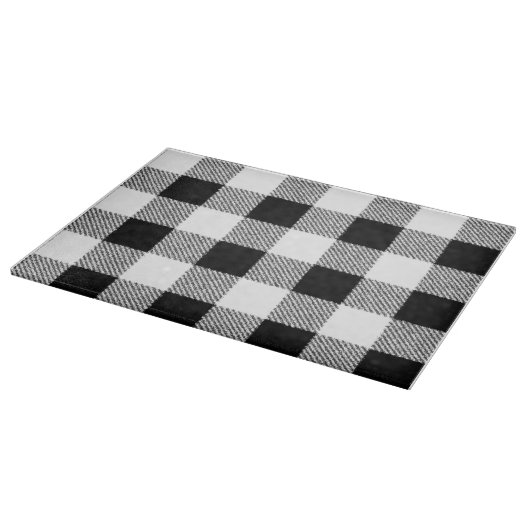 Gingham Karo Muster schwarz-weiß Schneidebrett (Ecke)