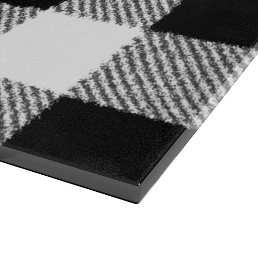 Gingham Karo Muster schwarz-weiß Schneidebrett (Ecke)