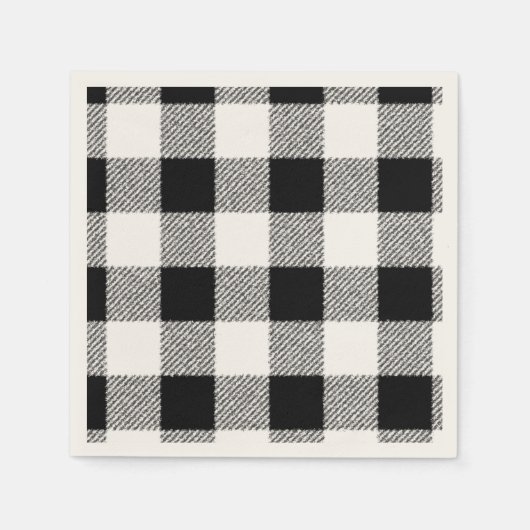 Gingham Karo Muster schwarz-weiß Serviette (Vorderseite)