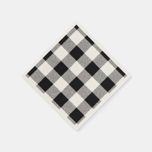 Gingham Karo Muster schwarz-weiß Serviette (Ecke)