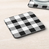 Gingham Karo Muster schwarz-weiß Untersetzer (Linke Seite)