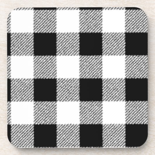 Gingham Karo Muster schwarz-weiß Untersetzer (Vorderseite)