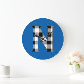 Gingham Karo N Große Wanduhr (Zuhause)
