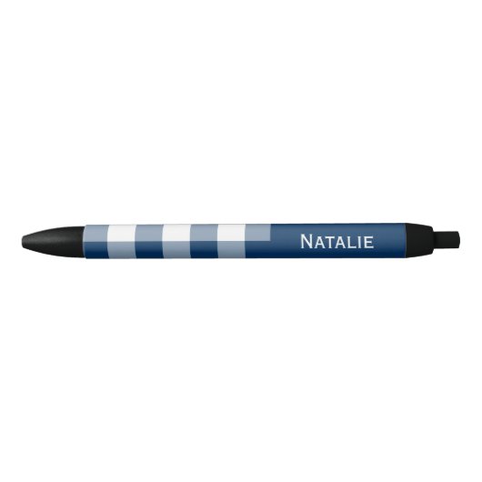 Gingham Karo Navy Blau Benutzername Kugelschreiber (Vorderseite)