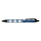 Gingham Karo Navy Blau Benutzername Kugelschreiber (Oberseite)