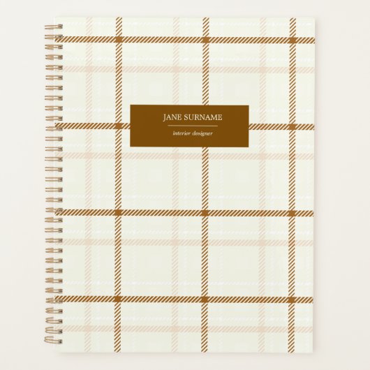 Gingham-Karo neutral braun elfenbein pastellfarben Planer (Vorderseite)