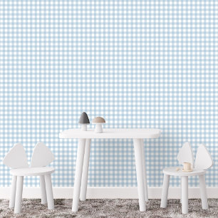 Gingham Karo niedlicher blauer Bauernhof kariert Tapete