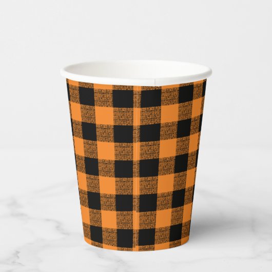 Gingham Karo Orange Black Paper Cup Pappbecher (Rechts)