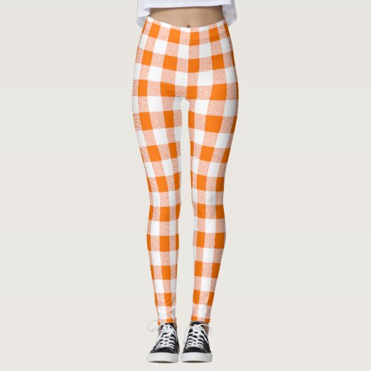 Gingham Karo Orange Leggings (Vorderseite)