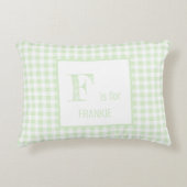 Gingham Karo Pastel Mint Green & White Monogram Dekokissen (Vorderseite)