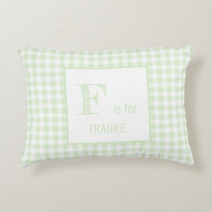 Gingham Karo Pastel Mint Green & White Monogram Dekokissen