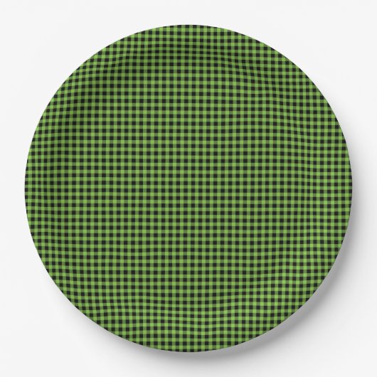 Gingham Karo Pattern Black Green Timeless Fun Pappteller (Vorderseite)