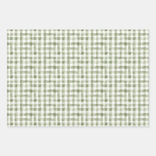 Gingham Karo Pattern Blue Pink Sage Green Geschenkpapier Set (Vorderseite 2)