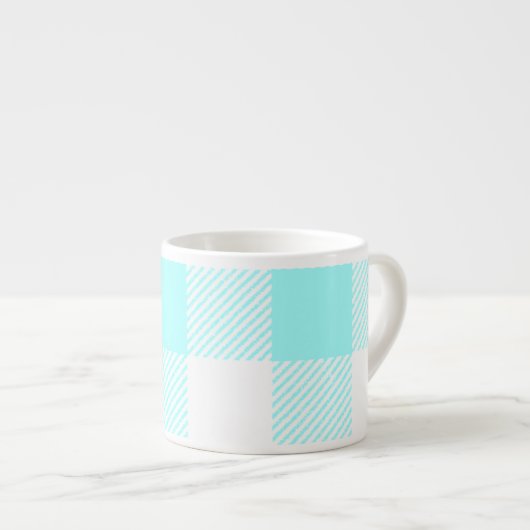 Gingham Karo Pattern (hellblau) Espressotasse (Vorderseite Rechts)