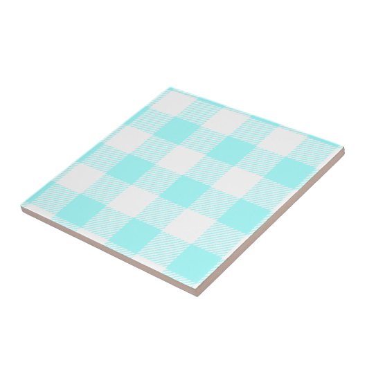 Gingham Karo Pattern (hellblau) Fliese (Seite)
