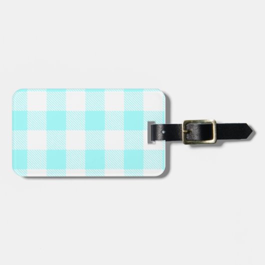 Gingham Karo Pattern (hellblau) Gepäckanhänger (Vorderseite horizontal)