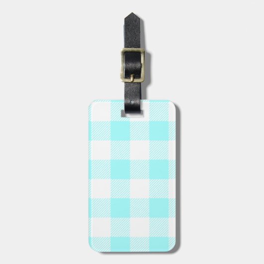 Gingham Karo Pattern (hellblau) Gepäckanhänger (Vorderseite vertikal)