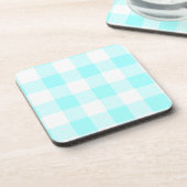 Gingham Karo Pattern (hellblau) Getränkeuntersetzer (Linke Seite)