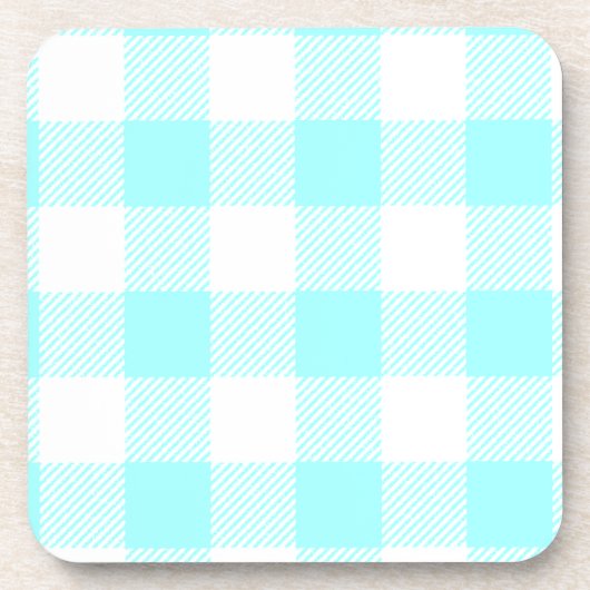 Gingham Karo Pattern (hellblau) Getränkeuntersetzer (Vorderseite)