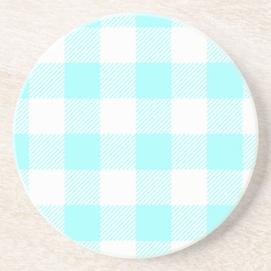 Gingham Karo Pattern (hellblau) Sandstein Untersetzer (Vorne)