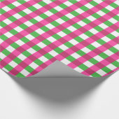 Gingham Karo Pattern Hot Pink und Green Geschenkpapier (Ecke)