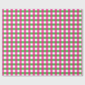 Gingham Karo Pattern Hot Pink und Green Geschenkpapier (Flach)