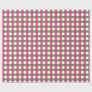 Gingham Karo Pattern Hot Pink und Green Geschenkpapier