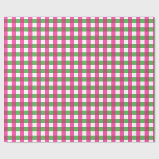 Gingham Karo Pattern Hot Pink und Green Geschenkpapier (Flach)