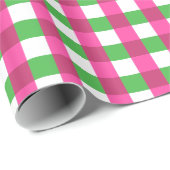 Gingham Karo Pattern Hot Pink und Green Geschenkpapier (Rolleneckpunkt)