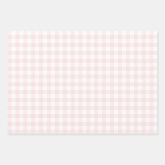 Gingham Karo Pattern Kariert Light Blue Pink Grau Geschenkpapier Set (Vorderseite 2)