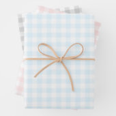 Gingham Karo Pattern Kariert Light Blue Pink Grau Geschenkpapier Set (Beispiel)