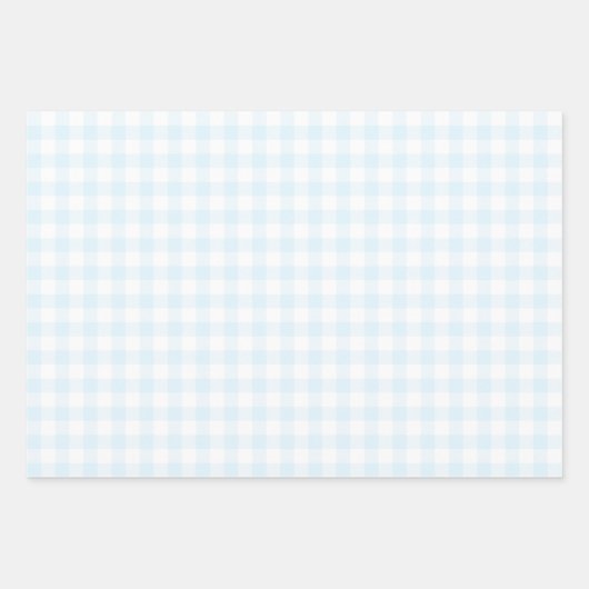Gingham Karo Pattern Kariert Light Blue Pink Grau Geschenkpapier Set (Vorderseite)