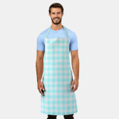 Gingham Karo Pattern Light Blue Schürze (Getragen)