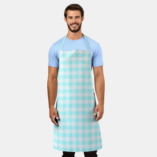 Gingham Karo Pattern Light Blue Schürze (Getragen)