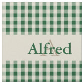 Gingham Karo Pattern Monogram Dark Green Beige Stoff (Nahaufnahme)