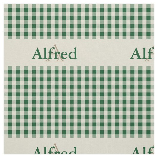 Gingham Karo Pattern Monogram Dark Green Beige Stoff (Muster)