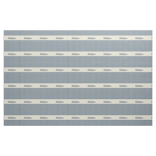 Gingham Karo Pattern Monogram Navy Blue Beige Stoff (Yard (91,4 cm))