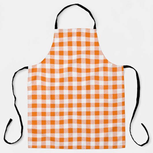 Gingham Karo Pattern Orange Schürze (Vorderseite)