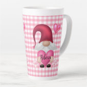 Gingham Karo Pattern Personalisiert Gnome Tasse (Rechte Ecke)