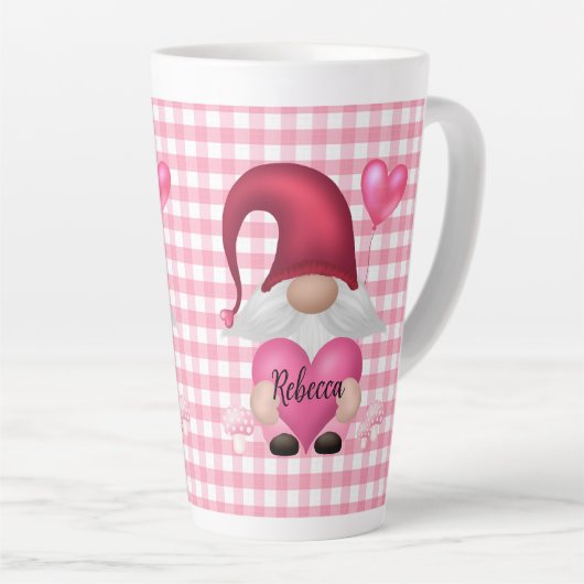 Gingham Karo Pattern Personalisiert Gnome Tasse (Rechte Ecke)