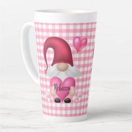 Gingham Karo Pattern Personalisiert Gnome Tasse