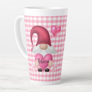 Gingham Karo Pattern Personalisiert Gnome Tasse