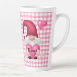 Gingham Karo Pattern Personalisiert Gnome Tasse
