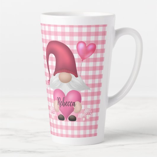 Gingham Karo Pattern Personalisiert Gnome Tasse (Rechts)