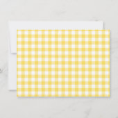 Gingham Karo Personalisiert Gelbe Flat Mitteilungskarte (Rückseite)