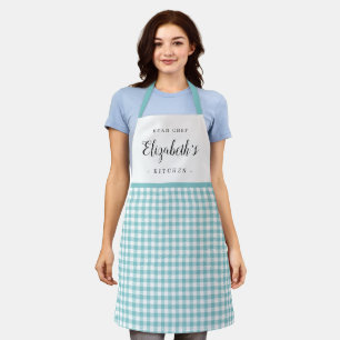 Gingham Karo personalisierte Küche Schürze