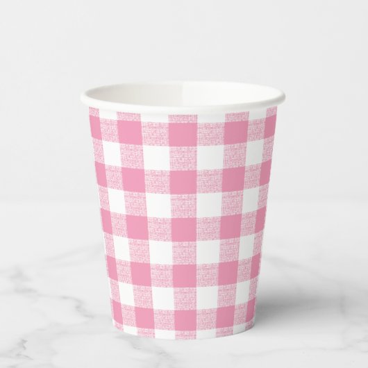 Gingham Karo Pink Paper Cup Pappbecher (Links)